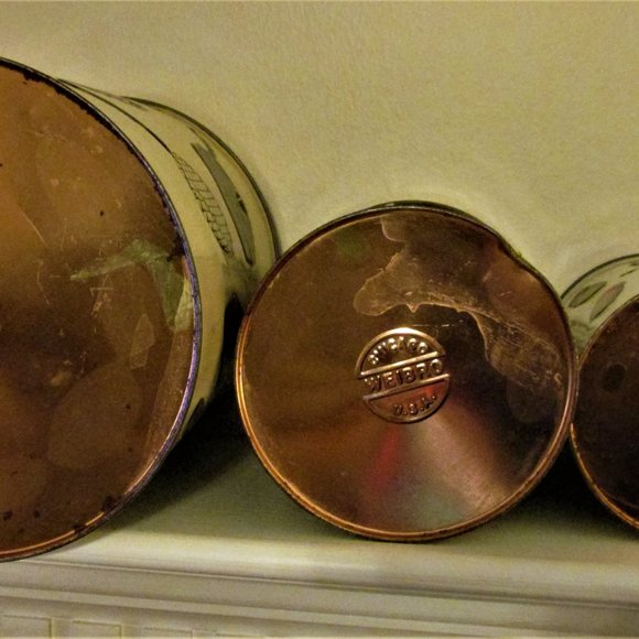 Weibro Cream and Copper Canister Set of 3 Vintage - Picture 7 of 15